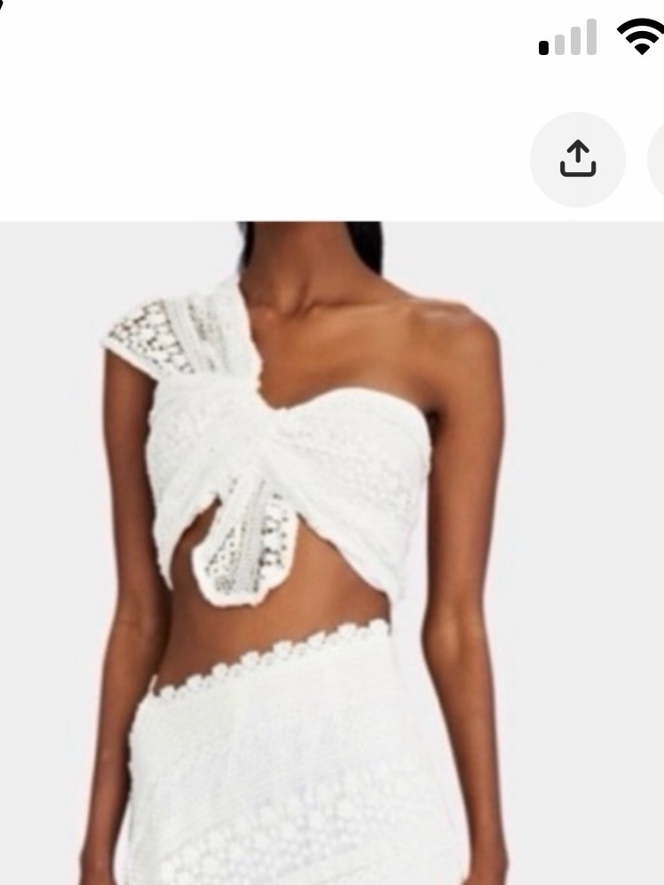 Just Bee Queen One Shoulder Crochet Top Medium